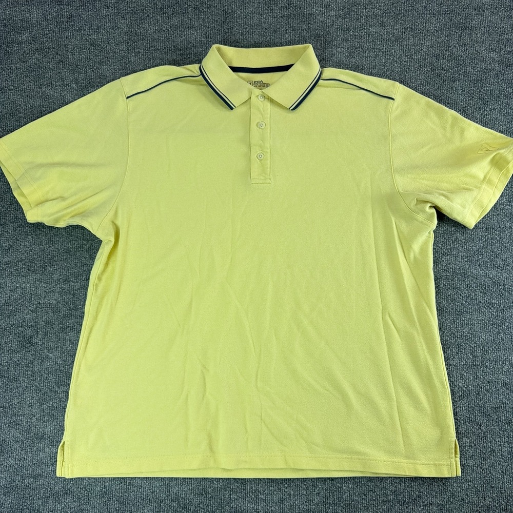 PGA Tour Mens XL Polo Shirt Yellow Short Sleeve Pique Cotton Blend Golf Tee